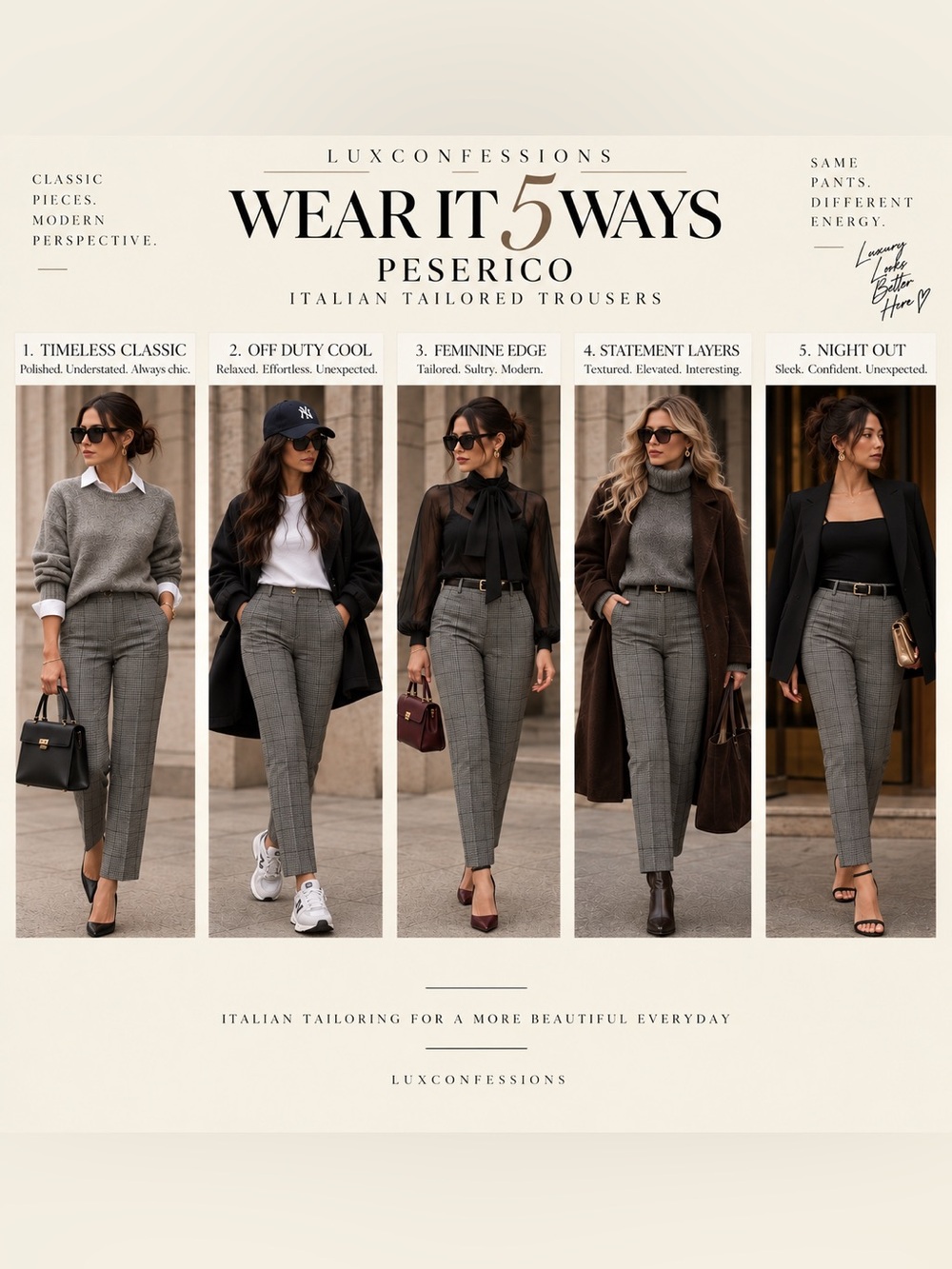 Peserico Gray Plaid Check Italian Tailored Trousers Pants IT 44 Approx US 8
